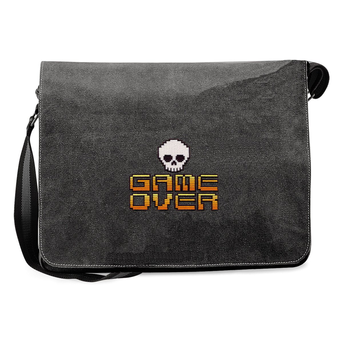 Rekindledluv's tweet image. Sleek sellouts! 🤓. Order Vintage Canvas Messenger Bag with embroidered 'Game Over' design- available in 5 colours at £45.00 from etsy.com/listing/955894… #FrenchBag #BeeBag