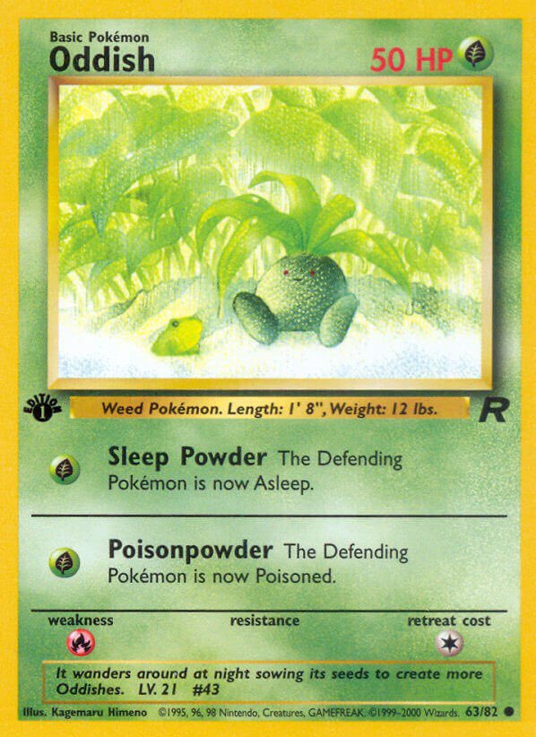 I was sorting my old pokemon cards and just now realized there's an Actual  Frog sitting next to oddish