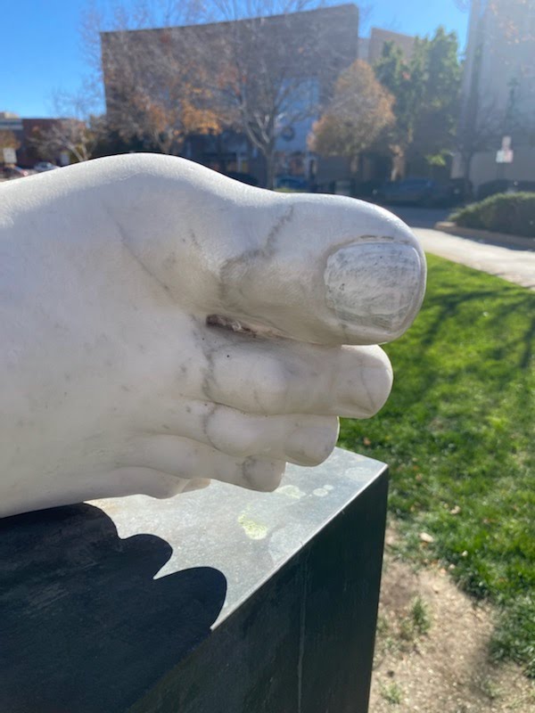 We can remove graffiti from statues without damaging the stone.