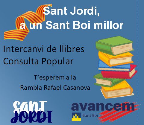 avancem_sb's tweet photo. 🌹 Celebrem Sant Jordi, a un Sant Boi millor!

T’esperem a la Rambla Rafael Casanova
 
#santjordi #DiadaSantJordi #SantBoi #avancem_sb https://t.co/xLLJVqIFc1
