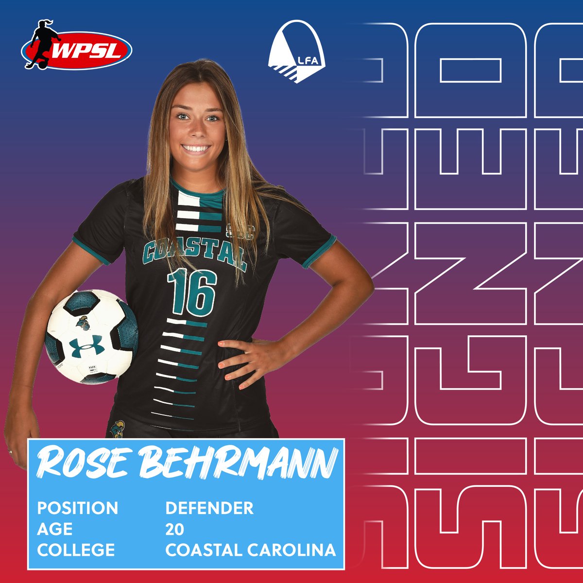 loufusz_wpsl's tweet photo. Welcome 𝙍𝙤𝙨𝙚 𝘽𝙚𝙝𝙧𝙢𝙖𝙣𝙣!

Rose is a talented alumna who led LFA United 02 to back-to-back state championships as team captain. She is now entering her 4th year at Coastal Carolina University in the fall. 

@BehrmannRose | @LouFuszSoccer https://t.co/jqCdDeT8fb