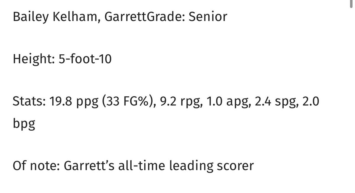 Congrats to <a href="/BaileyKelham/">Bailey Kelham</a> for being named to the Journal Gazette All-Northeast Indiana 1st team.
🚂🏀