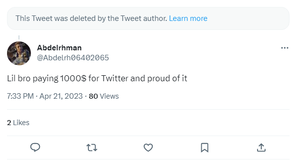 Disguised's tweet photo. in case you missed it - @M80gg paid $1000 for a checkmark and then proceeded to @ us to brag about it

they then immediately deleted the tweet once they started getting roasted for bragging about how they are paying $1000 per month for a checkmark https://t.co/YAeD0GC9BR