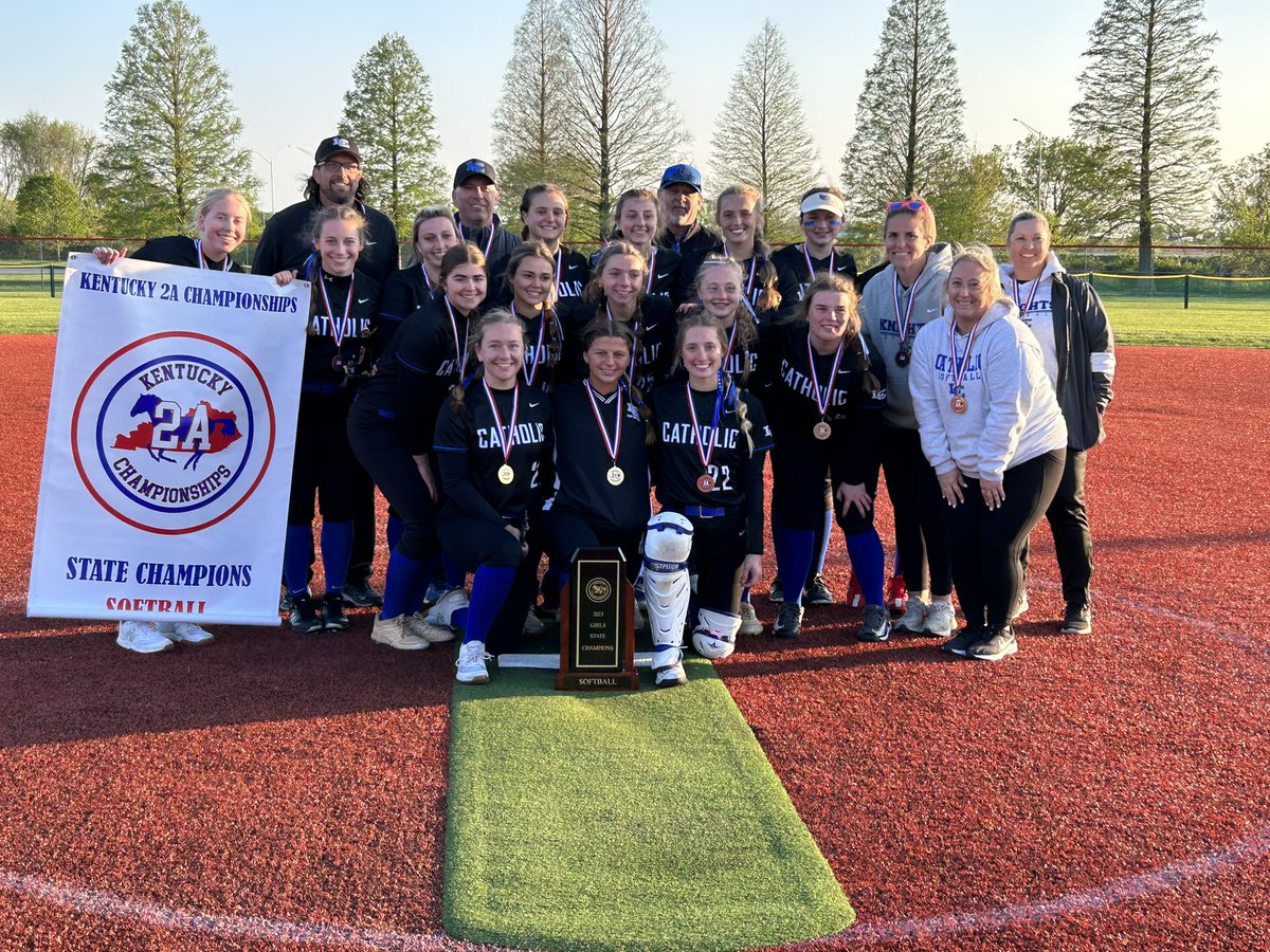 Your <a href="/Kentucky_2A/">Kentucky 2A Championships</a> STATE CHAMPS!  #backtoback #HailCatholic #knightsonawarpath 🥎💙