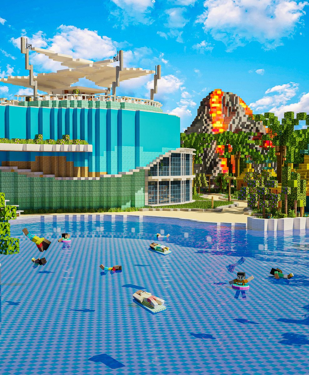 Block_Perfect's tweet image. A few images from our newest map, Aqua Park, releasing in 3 DAYS‼️🏝️ Stay Tuned for more images and gameplay! #minecraft #summer #gaming