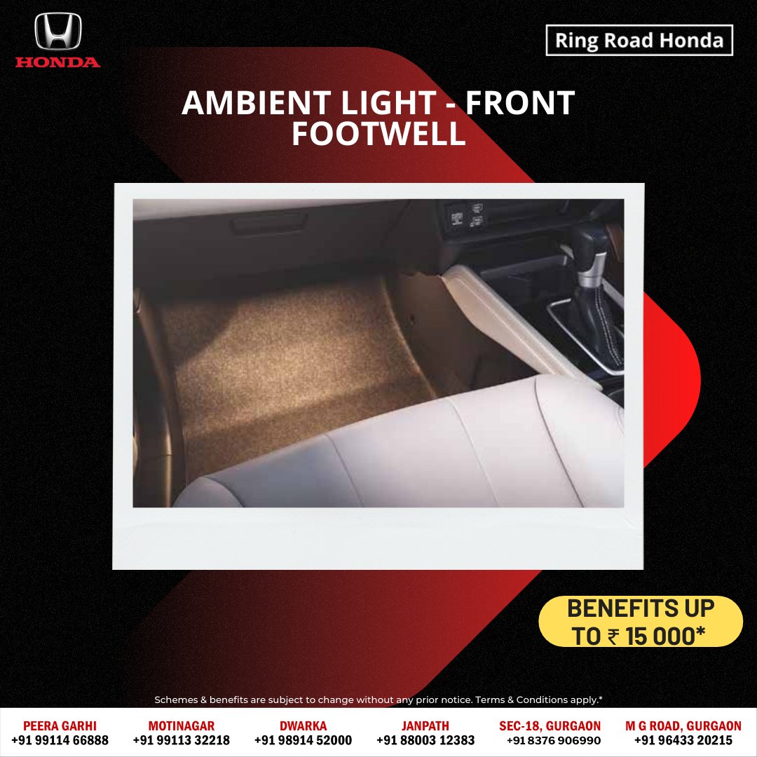 ring_honda's tweet photo. The new Honda City’s Leather shift knob and satin metallic finish around the AC vents with ambient lights truly reflects its class.

Enjoy benefits upto ₹ 15 000*.
Book now - https://t.co/Wy7mUWYmhS
.
.
.
#hondacarindia #rrhonda #TheNewHondaCity #ThinksAhead #HondaSensing https://t.co/0ZNUoPz1o2
