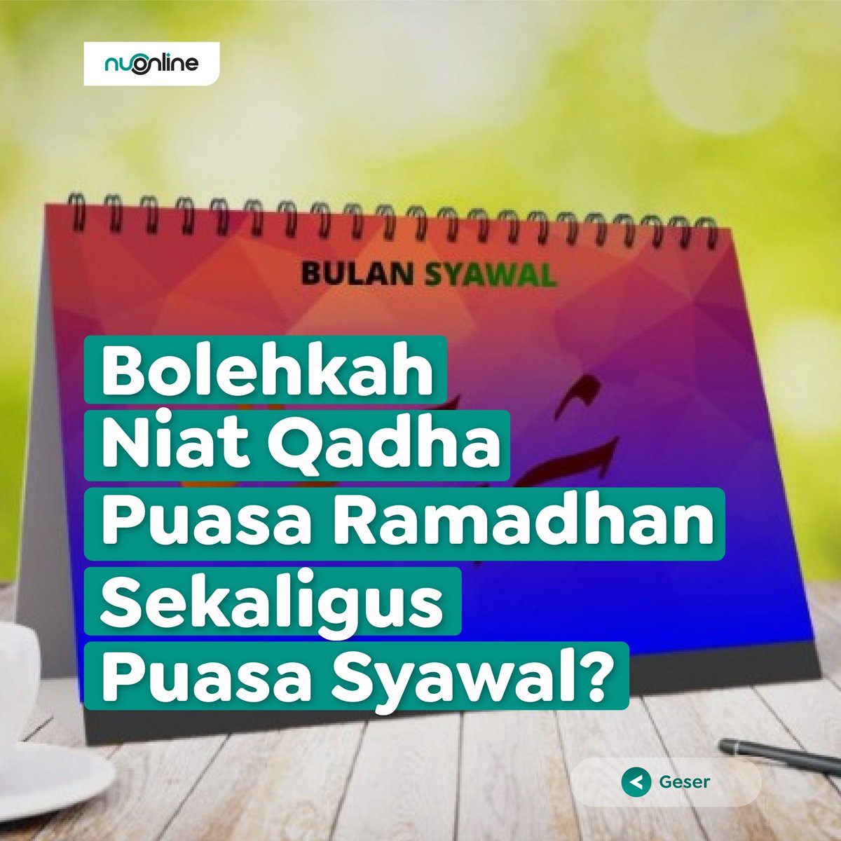 Sering jadi pertanyaan, bolehkah seseorang yang akan meng-qadha puasa Ramadhan menggabungkan niatnya sekaligus dengan puasa Syawal?

Simak utas berikut ya. 😄

-- Sebuah utas --

#nahdlatululama #nuonline #puasasyawal