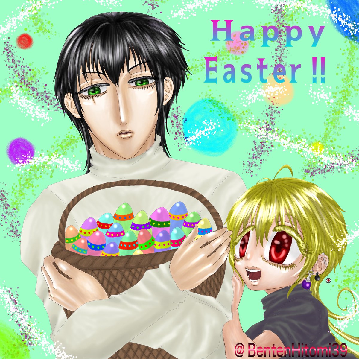 イースターめちゃ遅れたけど。←
#オリキャラ #創作男女 #イラスト 
#イースター #ヤクザ #サキュバス 
#illustration #drawing #Easter 
#Easter2023 #CLIPSTUDIO 
#CLIPSTUDIOPAINT 
#originalcharacters