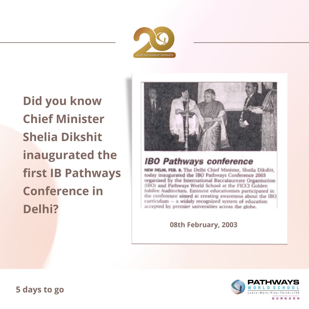 pws_gurgaon's tweet photo. Proud to pioneer: PWS was the first school in North India to introduce the prestigious IB https://t.co/JwJdDQlGzd mark this milestone moment, we were honored to have Chief Minister ShelIa Dikshit inaugurate our conference.
#5DAysToGo #pathwaysworldschool https://t.co/rMmQZjSwvR