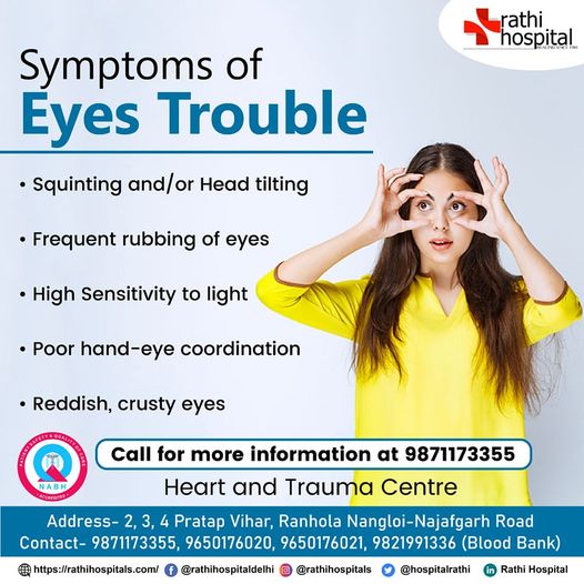 HospitalRathi's tweet photo. Here are some symptoms of eye troubles.
.
.
Follow @HospitalRathi for more such content 
#Rathihospital #eyediseaseawareness #eyeprotection #eyeproblems #visionproblems #Multispecialisthospital https://t.co/hwcF6VBNqg