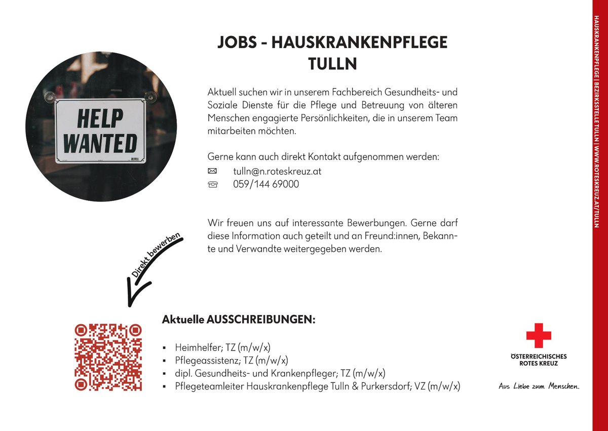 HAUSKRANKENPFLEGE VOM ROTEN KREUZ TULLN 👩‍⚕️🚑

Das war 2022… für die Hauskrankenpflege des Roten Kreuz Tulln.

#roteskreuz #roteskreuztulln #redcross #hauskrankenpflege #hkp #ausliebezummenschen #pflege #tulln #tullnerfeld #jobs