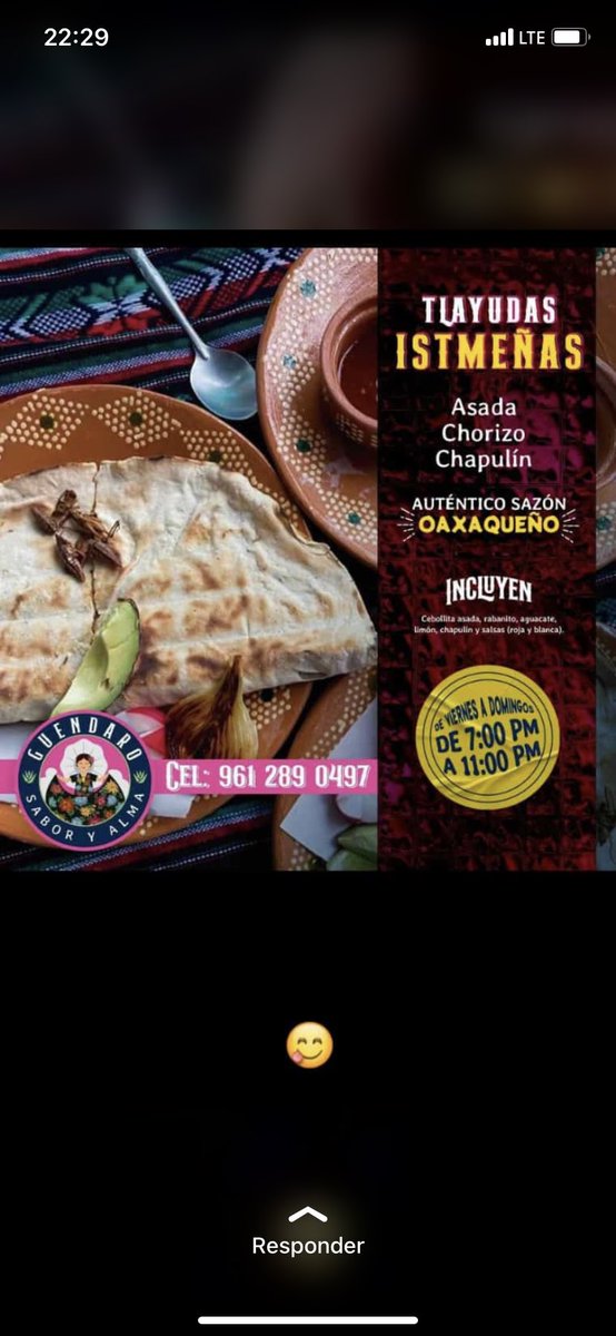 Deliciosas #Tlayudas #Oaxaqueñas con el #sazón del #Istmo.

🏷️Carne asada.
🏷️Chorizo.
🏷️Mixta.
🏷️Chapulínes.

Viernes, Sábados y Domingos
A partir de las 7pm
961 289 0497

Búscanos en Facebook como *Guendaro*

#Tuxtla 
#Cena
#Antojo
#Chiapas