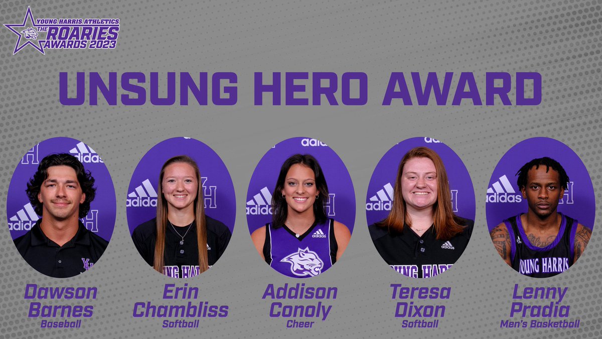 YHCAthletics's tweet photo. GEN | 🌟ROARIES CATEGORY ANNOUNCEMENT🌟

The Unsung Hero:

Dawson Barnes @YHCBaseball 
Erin Chambliss @YHC_Softball 
Addison Conoly @yhc_cheer 
Teresa Dixon @YHC_Softball 
Lenny Pradia @YoungHarrisMBB 
#DefendtheDen #Roaries https://t.co/M0N8hf1cNZ