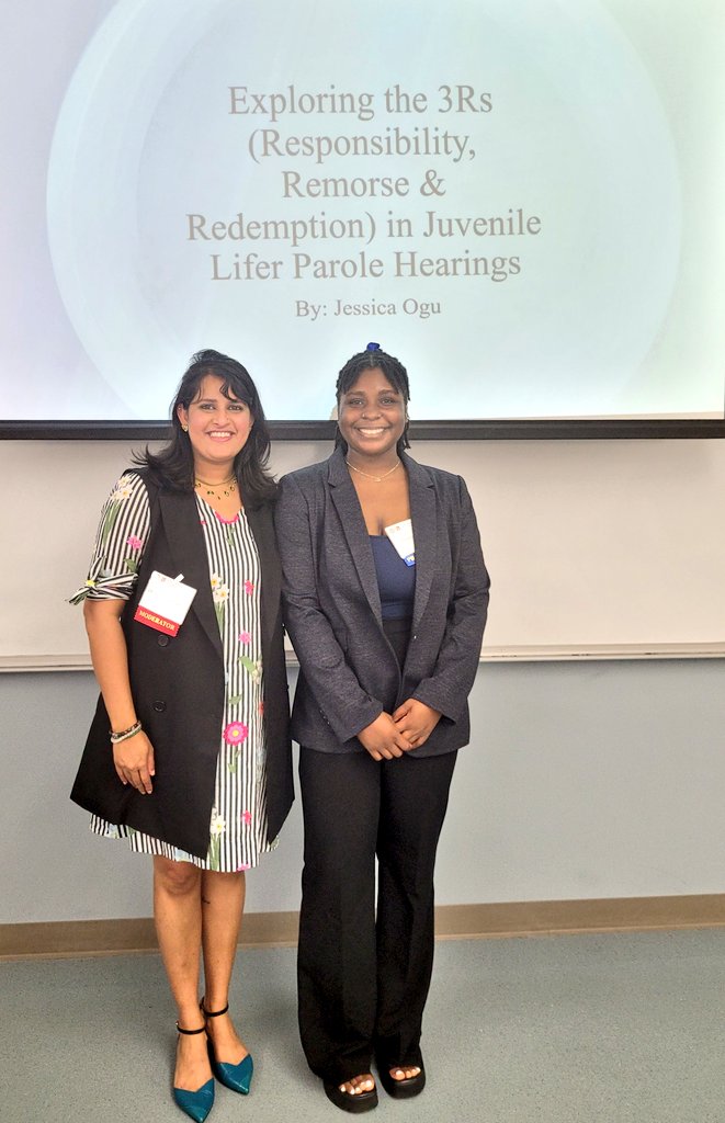 Stu_Kokkalera's tweet photo. So proud of @SHSUCJ students Jessica Ogu and @averymbrinegar for presenting their research today at the @SHSUHonors Undergraduate Research Symposium! This was their first time presenting and they knocked it out of the park 👏 (1/2) https://t.co/bWYxJxvOkL