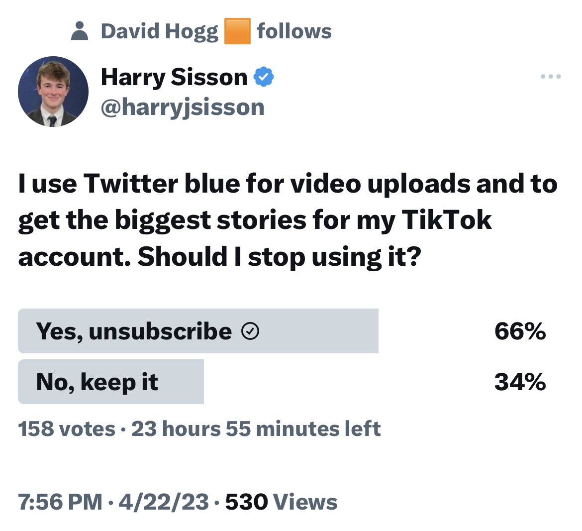 When you post a poll and it doesn’t go the way you think it would 😆 #TwitterBlue #PayThe8