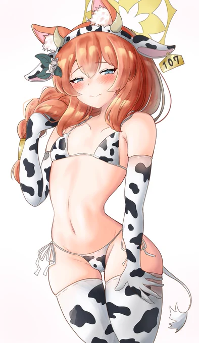 実は大好き牛柄ビキニ... そろそろブルアカ牛柄ビキニ部に参加すっか...一番手はもちろん、最推しのマリーで。#ブルアカ #ブルーアーカイブ#BlueArchive #伊落マリー #ブルアカ牛柄ビキニ部 