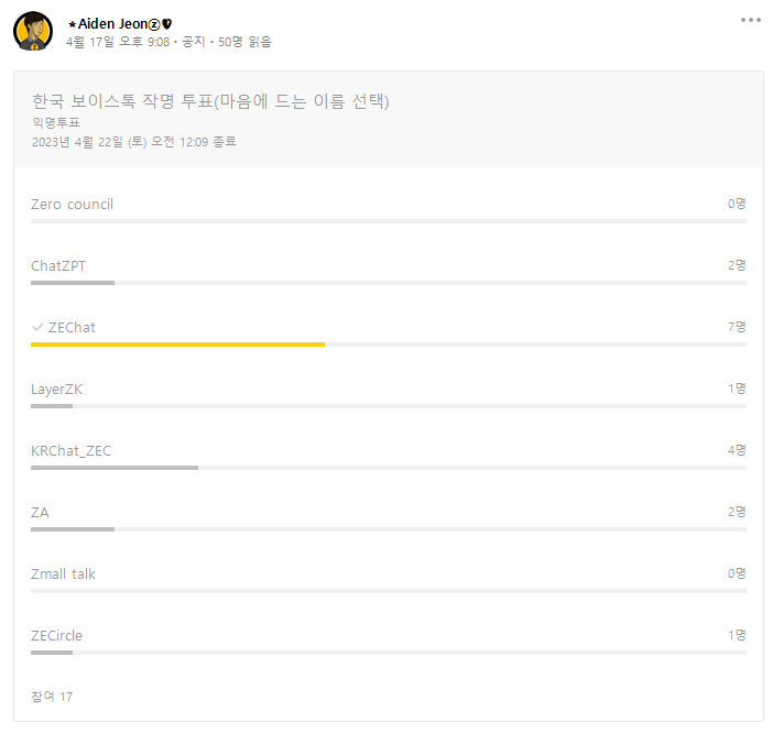 zaos1004's tweet photo. 지캐시 보이스톡 작명 이벤트 종료되었습니다.
Korea Zcash Voice Talk -> ZEChat 으로 변경되었습니다.
이벤트 당첨자 분께 Cypherpunk Zero (#1401) @cypherpunkZero 지급되었습니다.
참여해주셔서 감사합니다 :)
#지캐시 #Zcash #CypherpunkZero https://t.co/pJjPjZVCe2