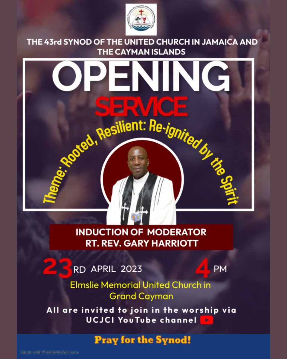 UCJCI's tweet photo. Tomorrow, the 43rd Synod of UCJCI begins with our OPENING SERVICE at 4pm where and will be inducting our Moderator Rt. Rev. Gary Harriott. We gather physically in the Cayman Islands at Elmslie Memorial United and virtually via the UCJCI YouTube channel. #UCJCI #43rdSYNOD https://t.co/PFemFtoOXS