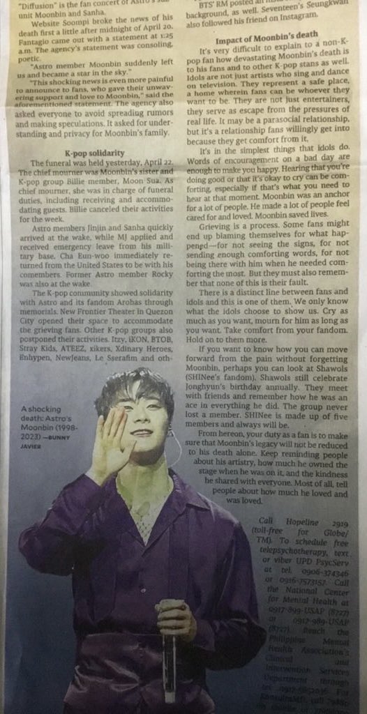 WannaBWithAstro's tweet photo. Couldn't find this Inquirer article anywhere online, but this was shared to me by my psych, and I just think it was beautifully written. Thank you for the tribute.🤍 https://t.co/K9lTFVBqGl