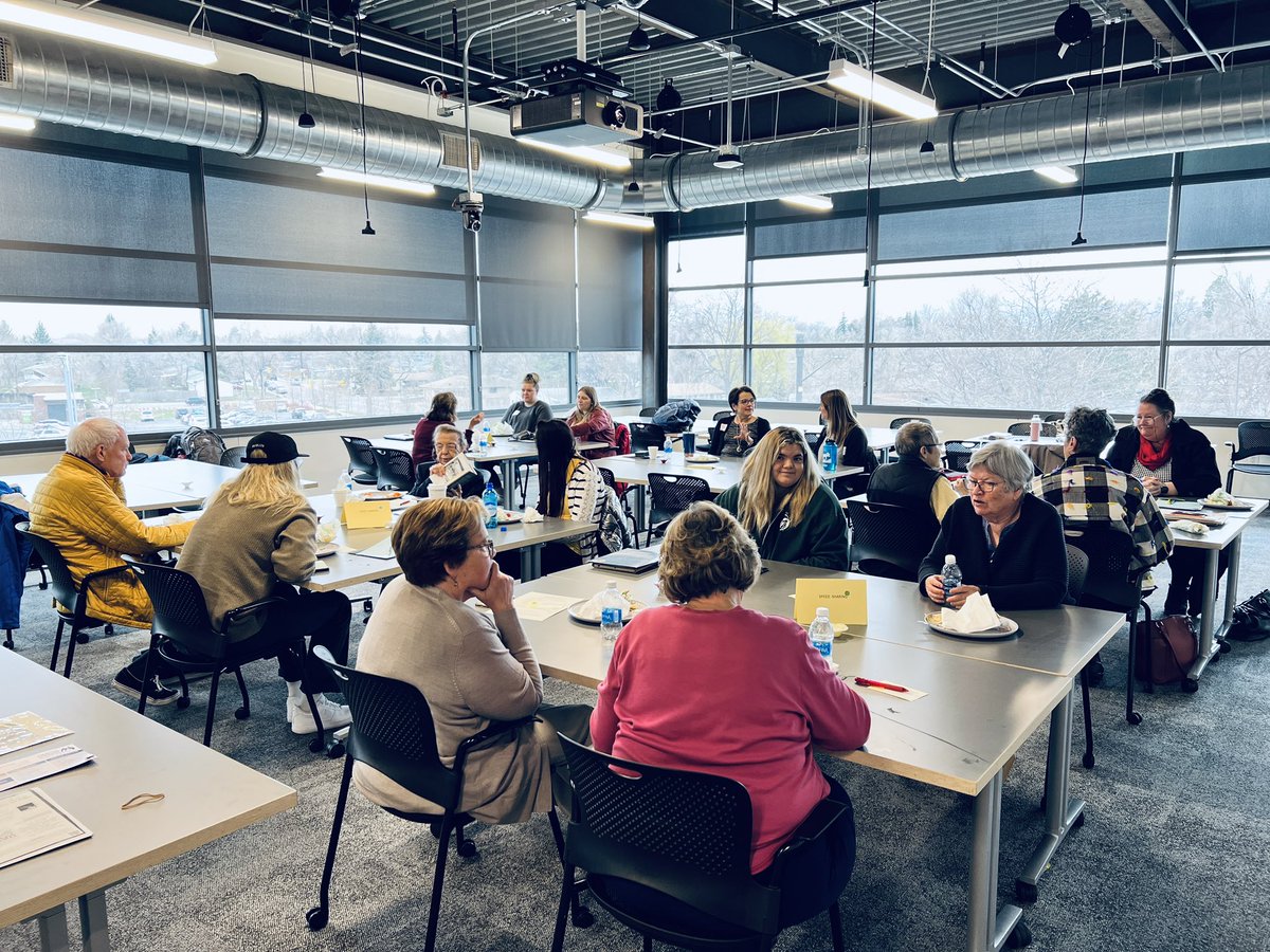 aafcsCO's tweet photo. We gathered today for the 1st CAFCS Conference since 2/2020!  Delightful to be together again! 🥰 Held @HealthHumanSci Design Center, which opened in 2019. And yes, of course it snowed - that’s a tradition! ❄️🥶🤪 Lots of time for catching up on 3 years of news! #ElevateFCS https://t.co/ScQ0UpKMsj