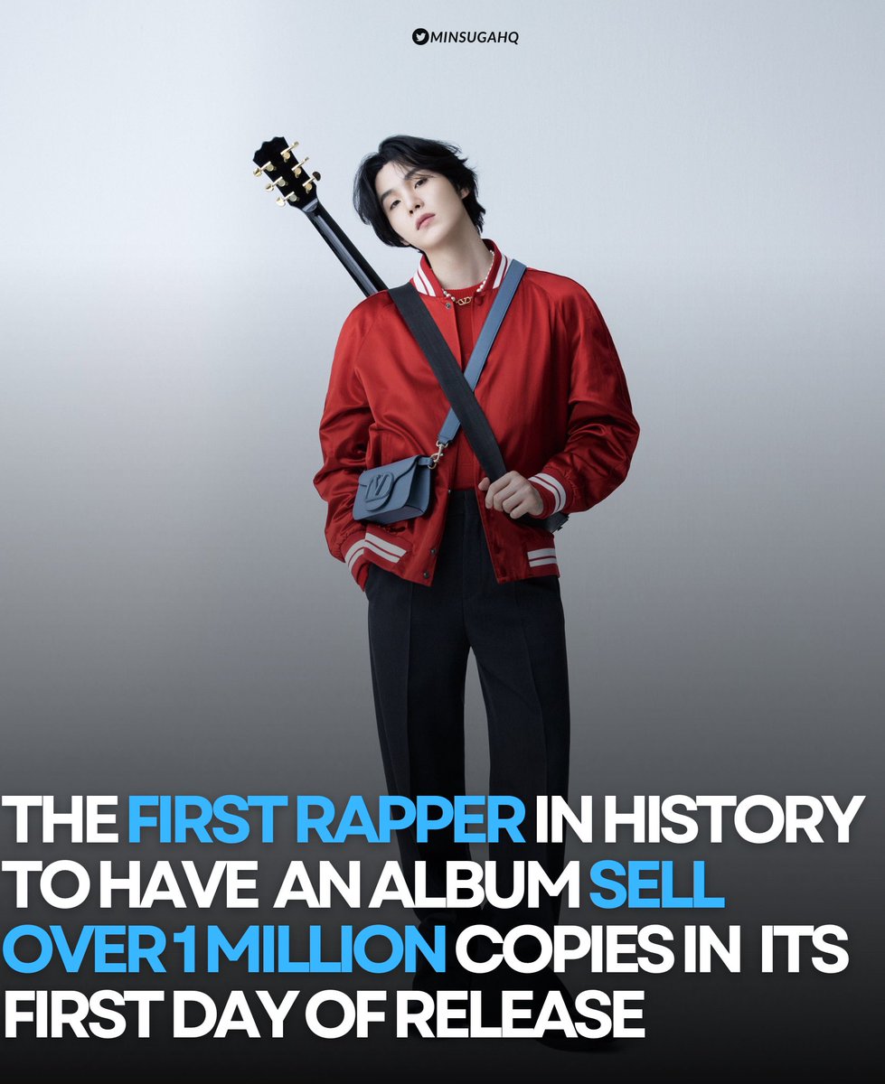 MINSUGAHQ's tweet photo. #SUGA is the first rapper in history to have an album sell over 1M copies in its first day of release (D-Day: 1.07M). https://t.co/pi3IG6AKTM