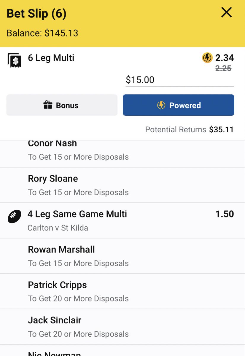 ShortysSuperCo1's tweet photo. Frustrating one last night, just missed on both. Warner with 19 of 20 needed hurts.. haha. Nonetheless, getting stuck into another couple today! (Nic Newman for 15 cropped out) #SameGameMulti #SGM #AFL https://t.co/ZoogKZB009