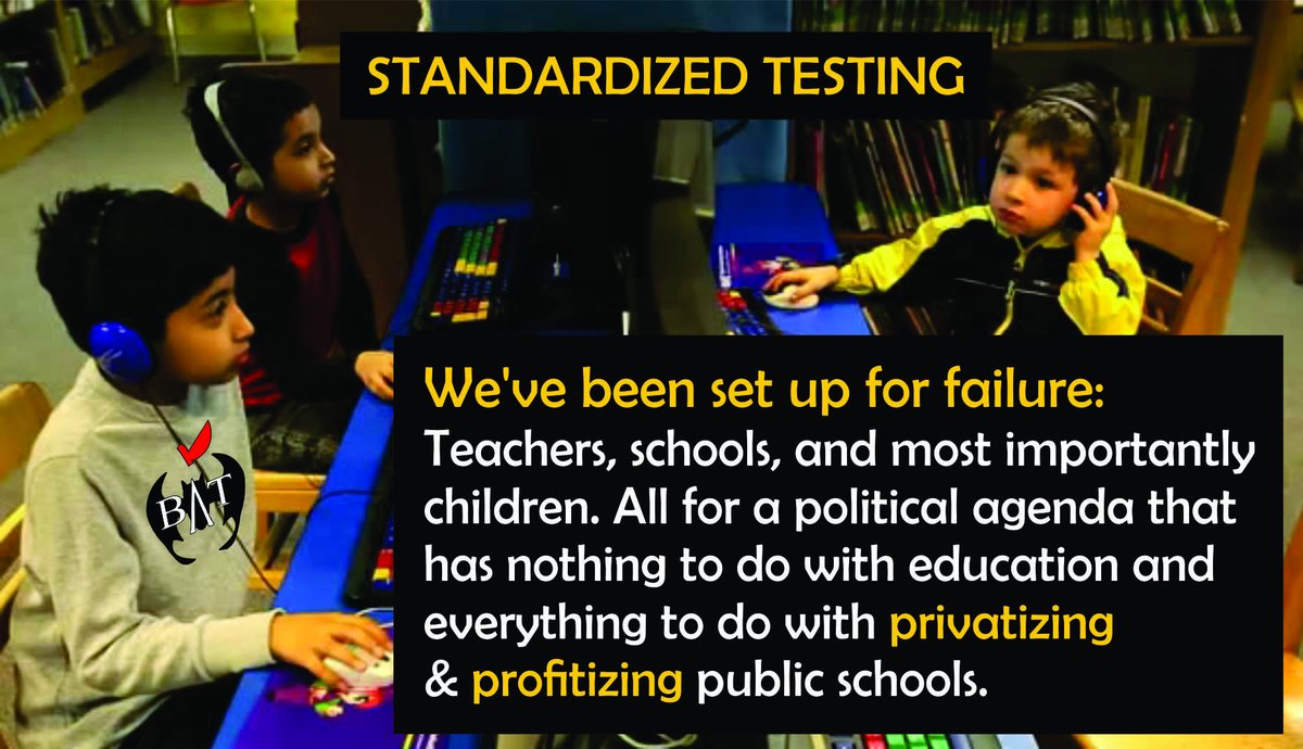 Clearly it's a political agenda. Charter, Voucher &amp; Private Schools don't have to take the tests or publish scores unless they want to &amp; they don't have to test everybody like public schools do. #TBATs <a href="/WyomingBATs/">WyomingBATs</a> <a href="/MontanaBATs/">Montana</a> <a href="/IdahoBATs/">IdahoBATs</a>