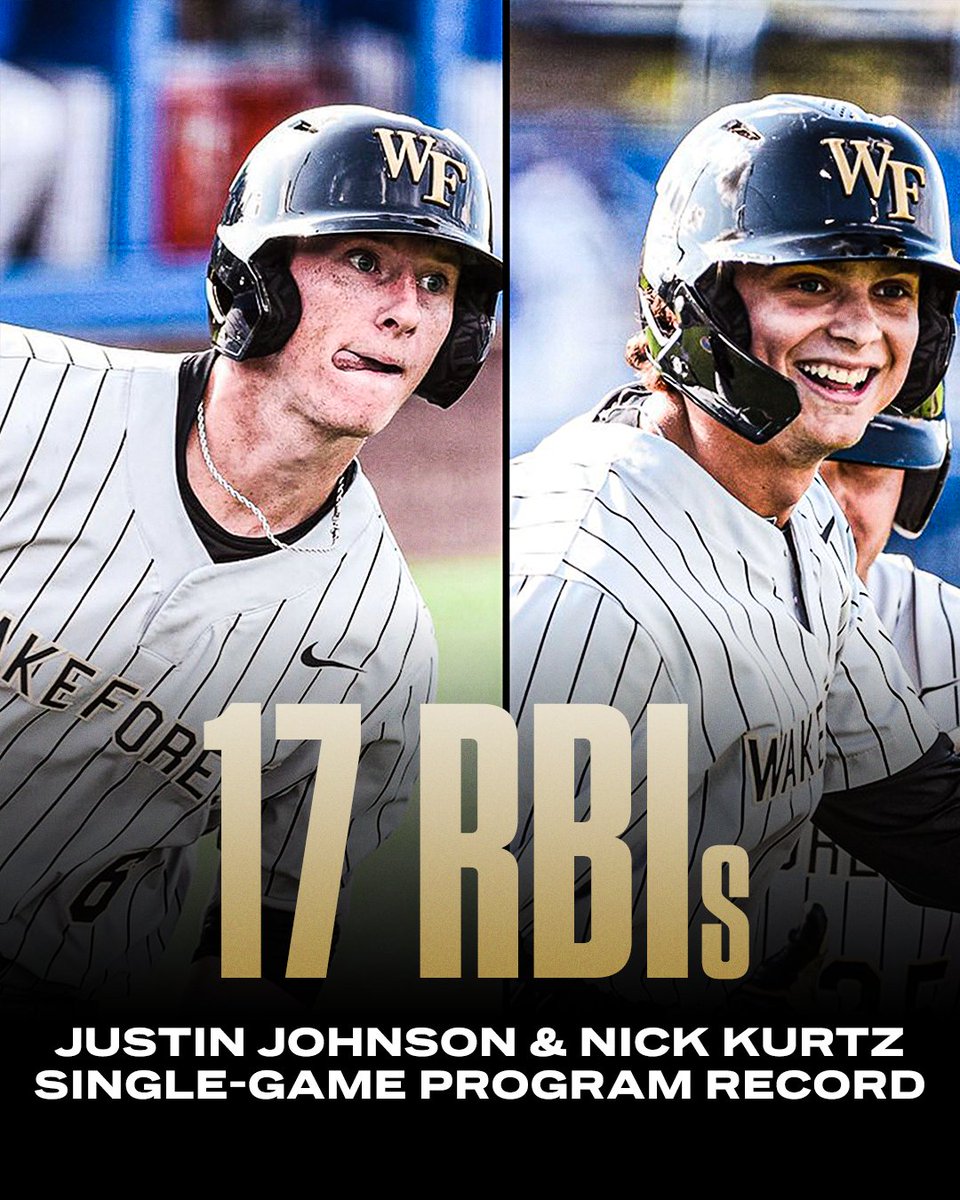 accnetwork's tweet photo. Justin Johnson 🤜🤛 @nickkurtz23

(📸 @WakeBaseball) https://t.co/TCv1LkcXes