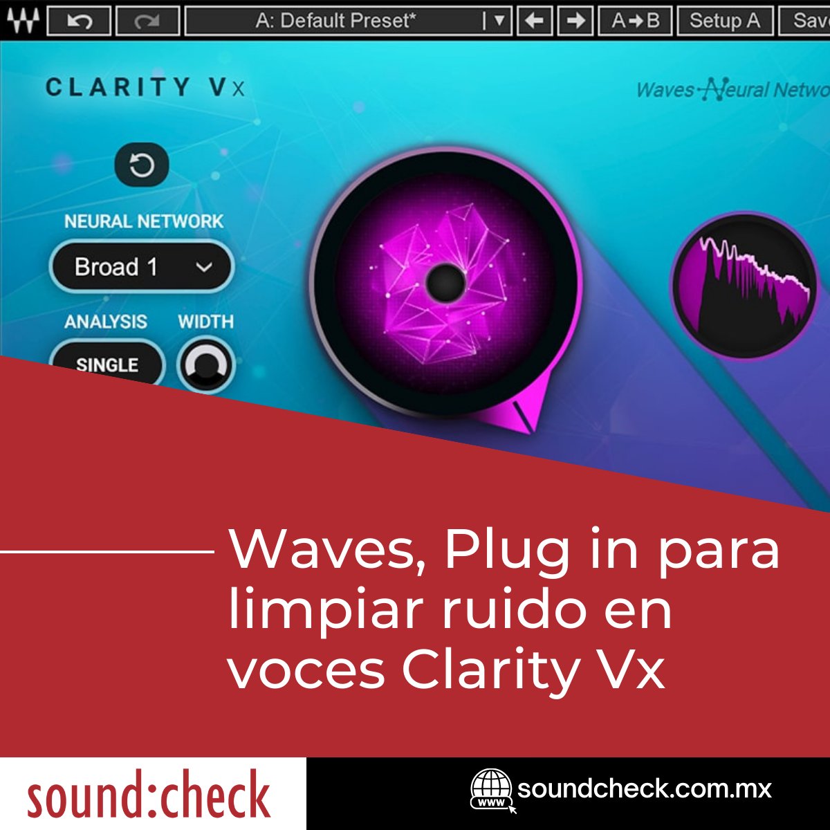 soundcheckMxMag's tweet image. Para depurar el ruido ambiental que se llegara a capturar en la grabación de voces, Clarity Vx es un plug in que ayuda a eliminar el sonido de instrumentos en el escenario...🔗 bit.ly/3Ah29z3

#soundcheckmagazine #WavesPlugins #StudioVerse #AudioTools
