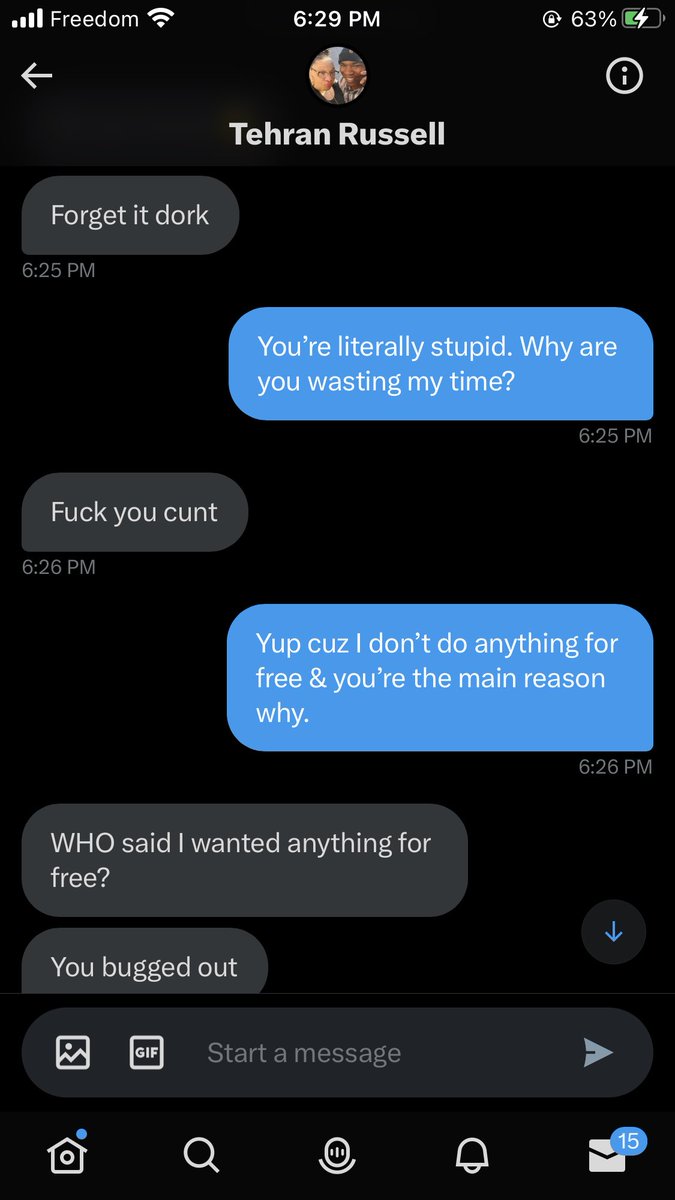 PrincessMayaUwU's tweet photo. A HUGE RED FLAG!!! 🚩 block @tehran_russell 🤮🤮🤮🤮 He literally wanted free content &amp; when I said no said that he would come &amp; take it from me despite me saying no 🤮🤮🤮🤮🤮🤮🤮🤮 Like nice predator &amp; rape vibes my man. https://t.co/V1RbuGWPIG
