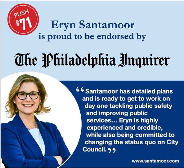 🚨Endorsement Alert!🚨I’m excited to announce one of our biggest endorsements yet - the @phillyinquirer! I’m honored that our city’s biggest local paper trusts that I’m the leader our city needs now.