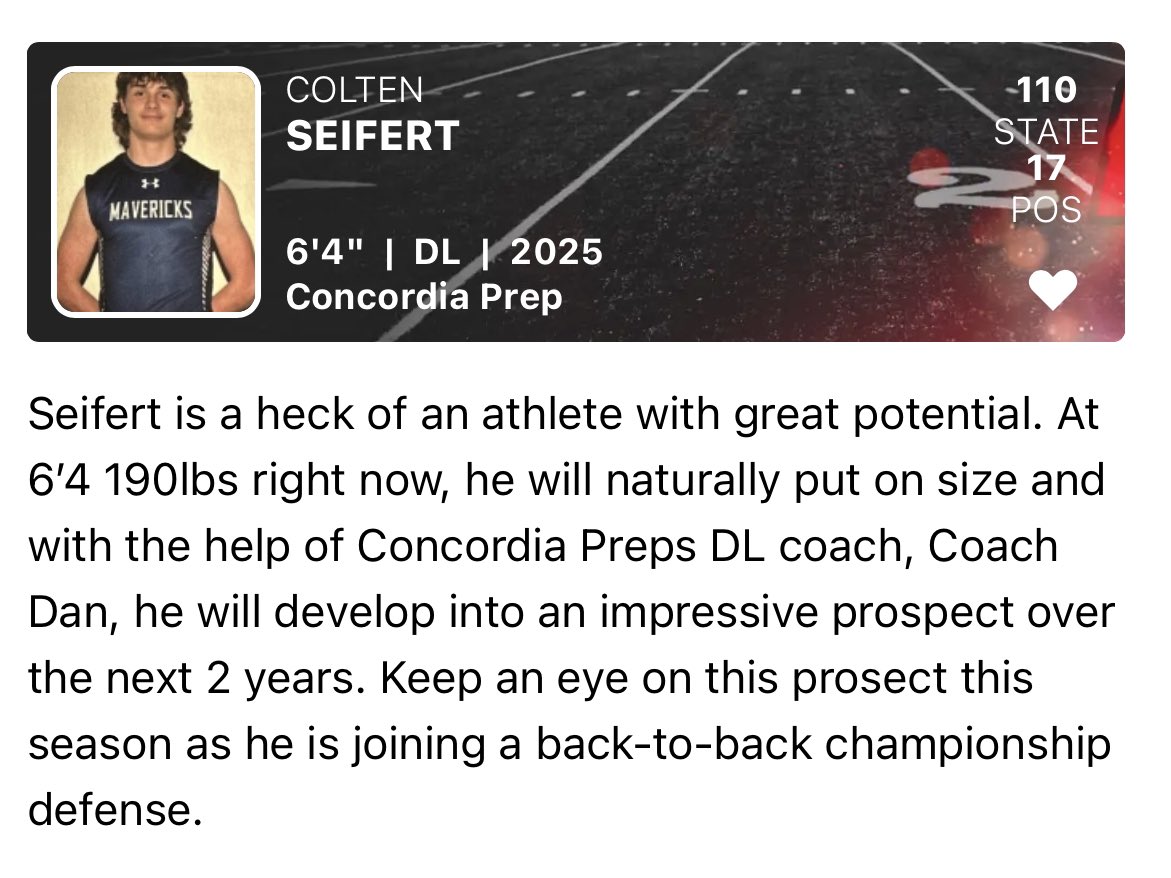 TreeTrunkChad's tweet photo. Excited to see what @ColtenSeifert  can do in the fall @FBConcordiaPrep @CoachBatts @CoachDan_Y #brightfuture #GoSaints https://t.co/6MuZNs6f2g
