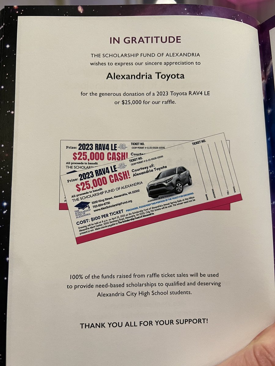 ashleyburchdc's tweet photo. So proud to support the Scholarship Fund of Alexandria - along with Corporate Partner and “Valedictorian” Alexandria Toyota!  #DealersDoGood https://t.co/MnzDAhZPWs