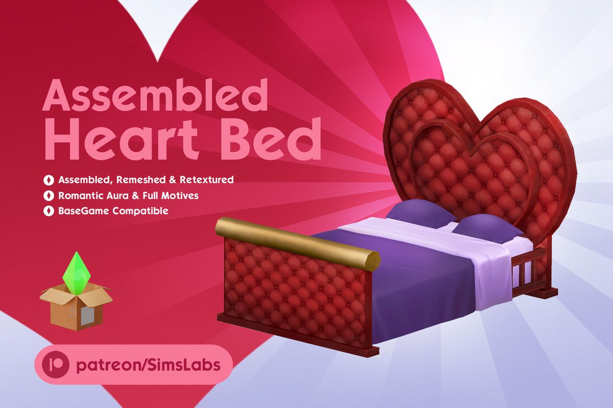 💗 THE HEART BED... ASSEMEBLED! 💗

Dragged the out of the darkness and into the sunlight. wiped off the dust, fixed the broken parts, and gave it a fresh coat of paint. 

DOWNLOAD - patreon.com/posts/heart-be…

#ts4cc #TheSims #TheSims4 #TheSims4BasementTreasuresKit #TS4