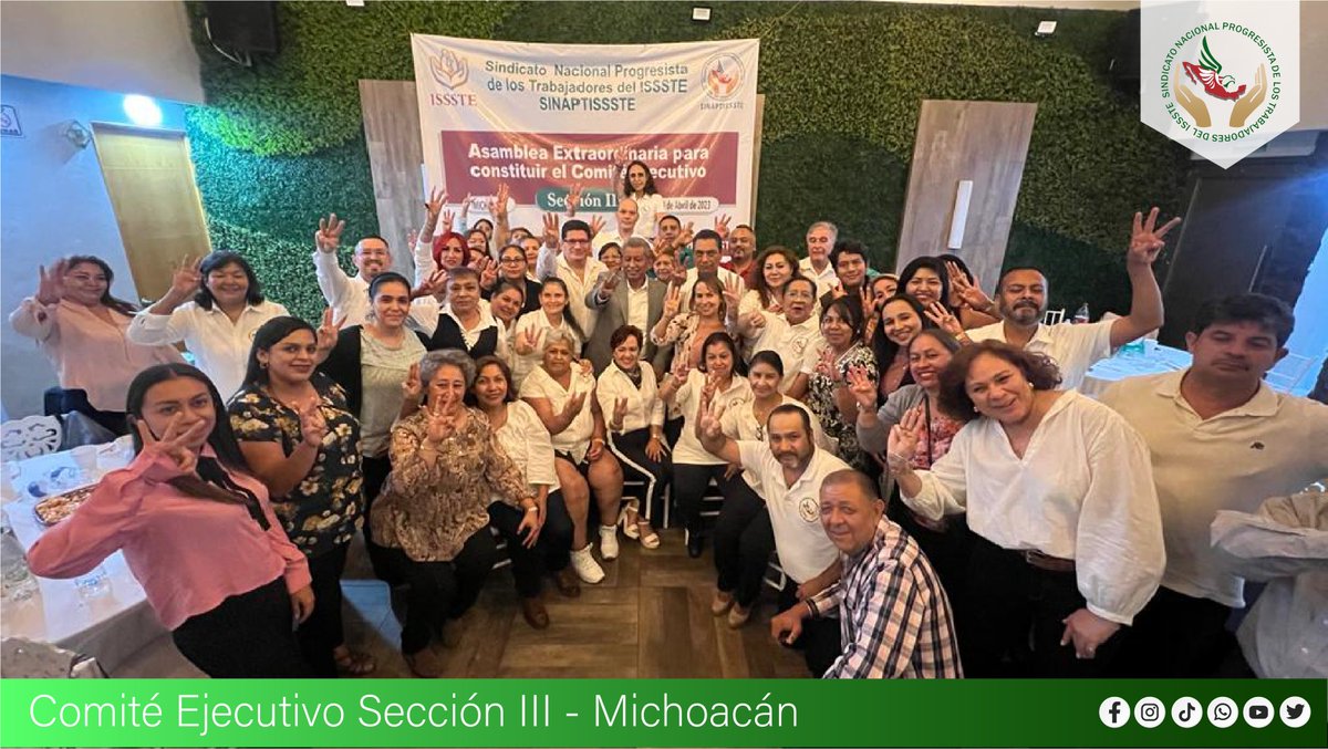 SINAPTISSSTE's tweet photo. Se realizó la Asamblea Extraordinaria para constituir el Comité Ejecutivo de la Sección III en Michoacán, Fidel Johnson Hernández fue electo como Secretario General de este seccional para el periodo 2023 - 2027.
#SINAPTISSSTE #YoSoySINAPTISSSTE https://t.co/pq1UqCP9QS
