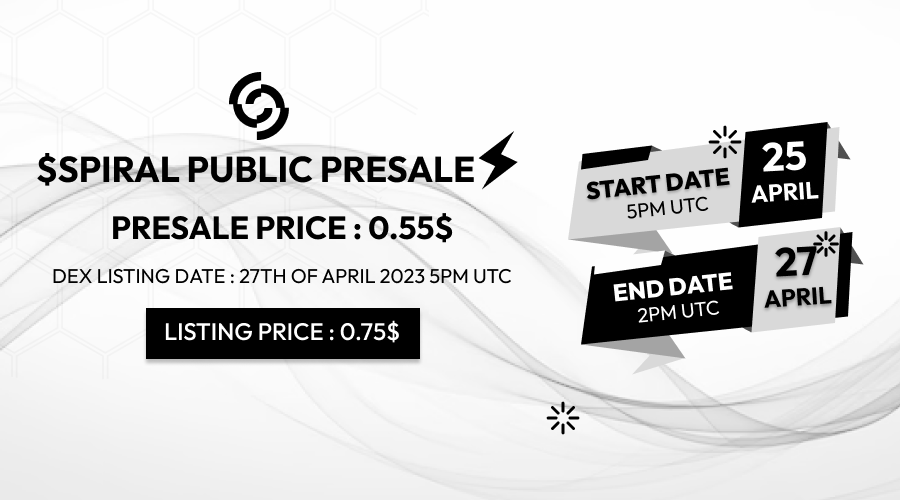 SpiralFi's tweet photo. Our Public presale is launching in less then 2 days 🕵️

After delivering the full dapp and principles of @SpiralFi.
We can now move forward with the Public Presale!!
For more info about the Presale : https://t.co/jnd0XLJTjQ 

#SPIRAL #ZKSYNC #IDO #PRESALE https://t.co/jHuJ1YJHzj
