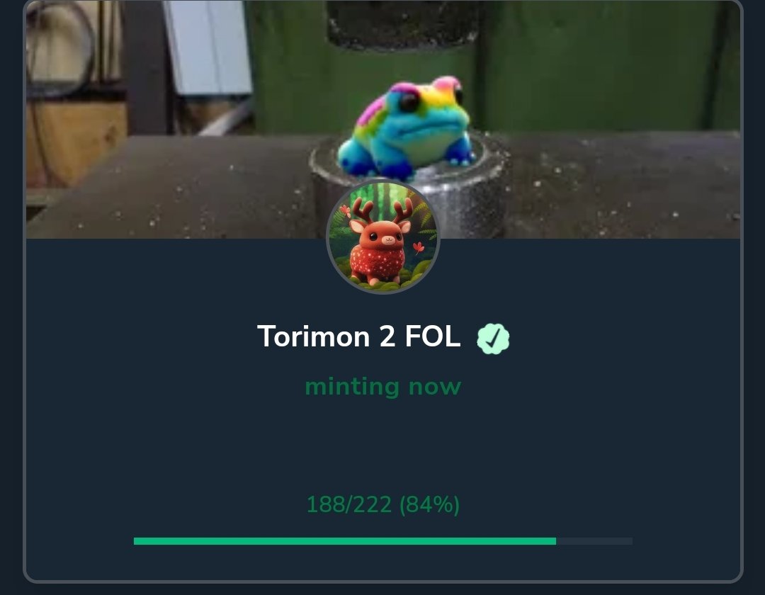 TorimonNFT's tweet photo. We are inching closer and closer to mint out as the night progresses https://t.co/jlyqmN9AJ0