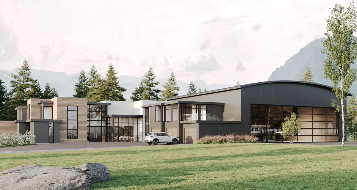 Palladium_PDP's tweet photo. Another Palladium development nestled between the Teton mountain range and the Snake river. This house has approximately 8,500 ft.² of living space and another 10,000 ft.² allocated to the airplane hanger which is conveniently connected to the home. @TheGuardianAcad @onPolygon_ https://t.co/KK9xSIgUcr