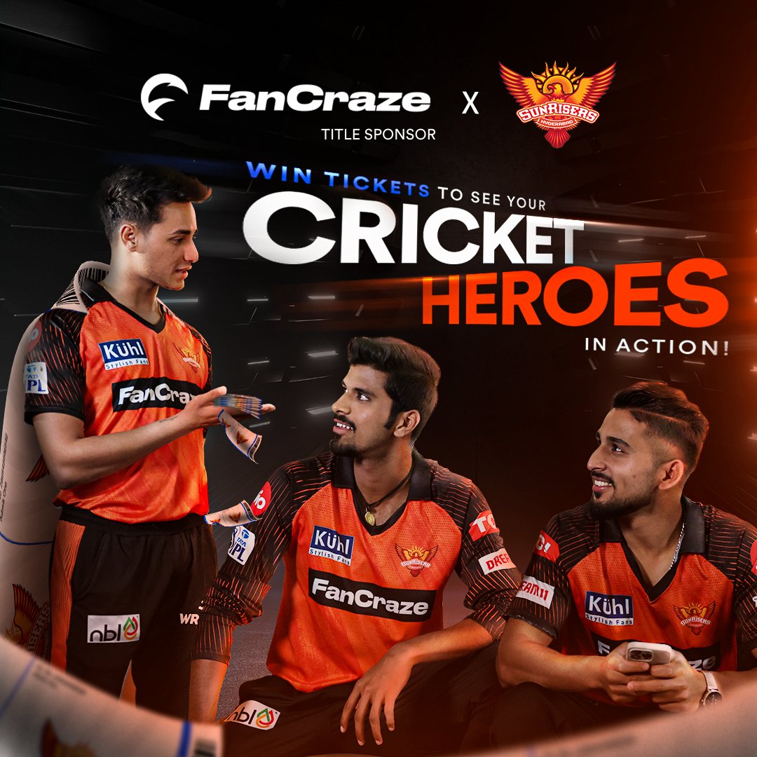 SunRisers's tweet photo. GIVEAWAY ALERT 💥

Follow these easy steps and have a chance to watch your favourites play! ⬇️
➡️Sign up on https://t.co/IxPsa9qLT5
➡️Reply to this tweet with your registered username, tagging @0xFanCraze &amp; 2 of your friends!

#BadaGameKhel #FanCraze https://t.co/rMEIshu50u