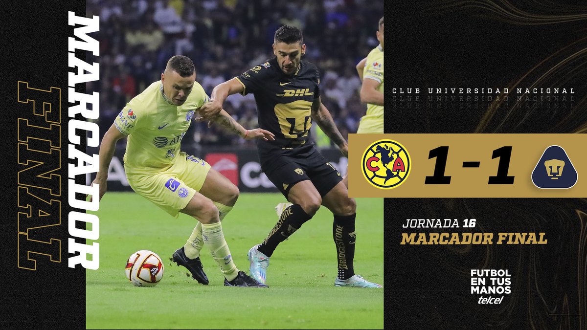 Se dividen puntos en el Azteca. 🐾

#SoyDePumas #OrigenDeLaPasión #FutbolEnTusManos <a href="/Telcel/">Telcel</a>