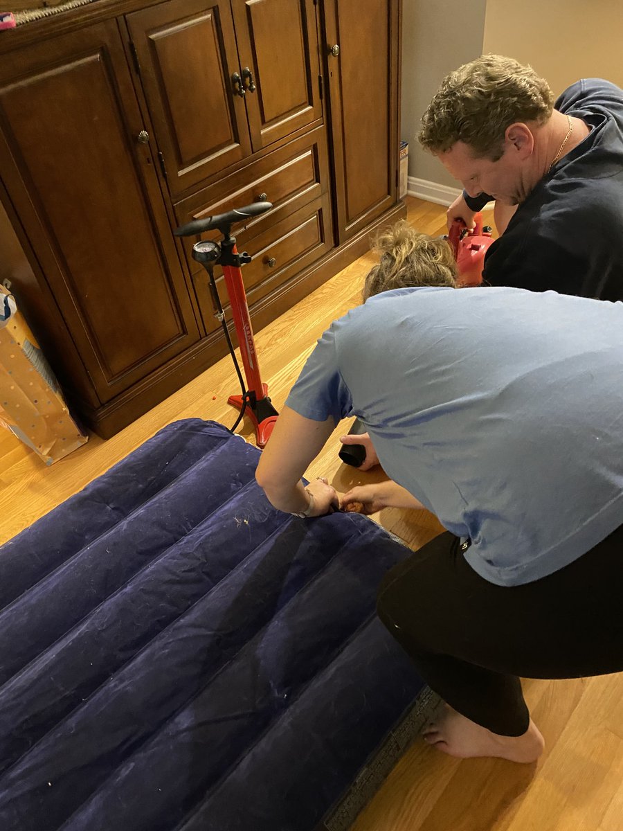 Using a leaf blower to inflate an air mattress !!!house smells like gas exhaust now!