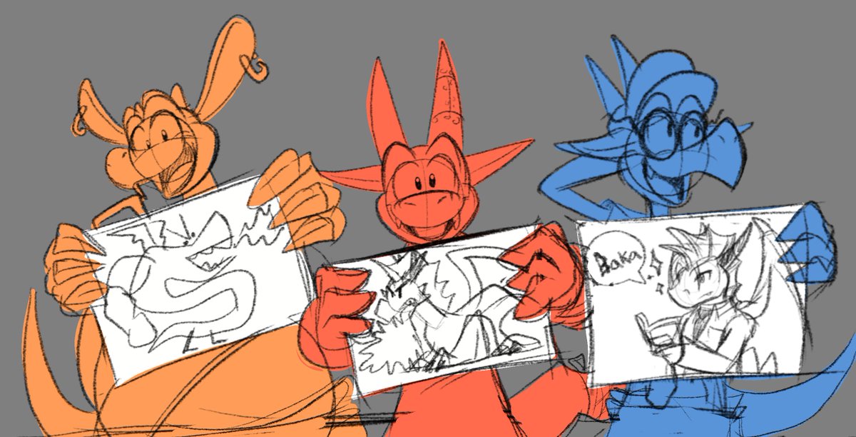 ClutchKoboldz's tweet photo. During our time drawing kobolds, we had a chance to take a request! The main three drawing their master Gougenvore the Crimson. 

We uh... we got notes. https://t.co/lXrsRFC5hf