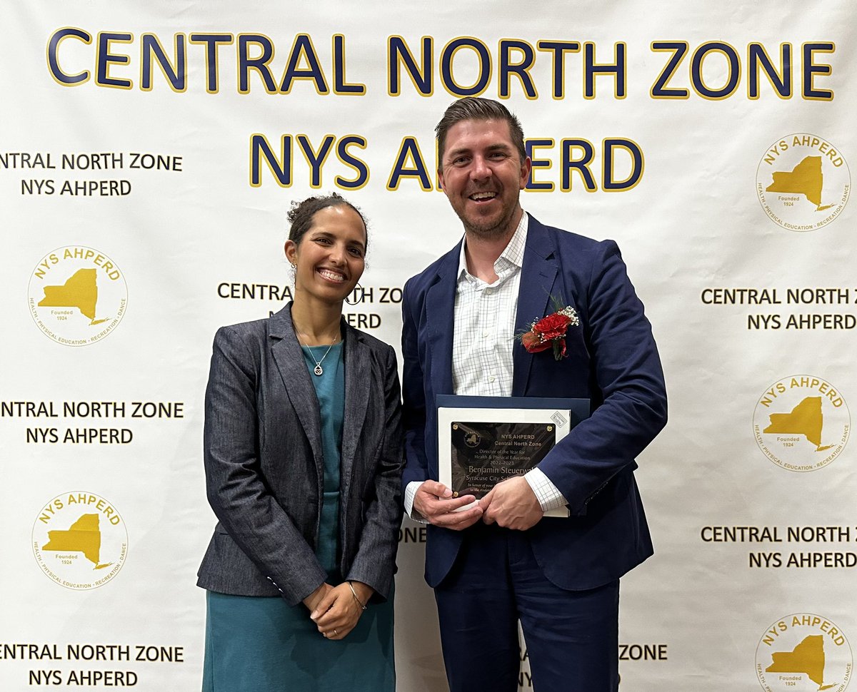 Congratulations Benjamin Steuerwalt, Syracuse City School District, for receiving the 2022-2023 NYS AHPERD Central North Zone Director of the Year for Health and Physical Education!
