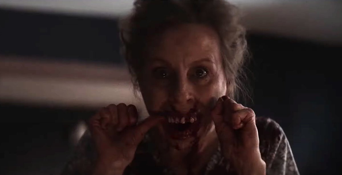 MadamSarcastra's tweet photo. @HorrorNHaunted No GIF, but that creepy flossing lady in #AnythingForJackson is etched in my brain.... 😬🦷 https://t.co/uKW7edZzUf