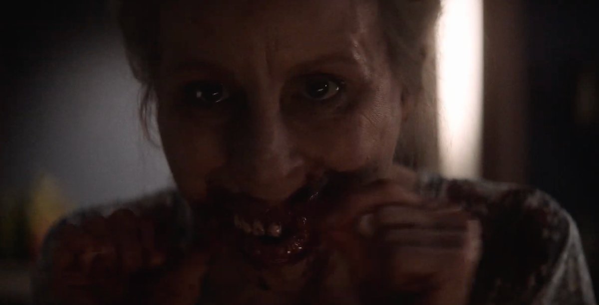MadamSarcastra's tweet photo. @HorrorNHaunted No GIF, but that creepy flossing lady in #AnythingForJackson is etched in my brain.... 😬🦷 https://t.co/uKW7edZzUf