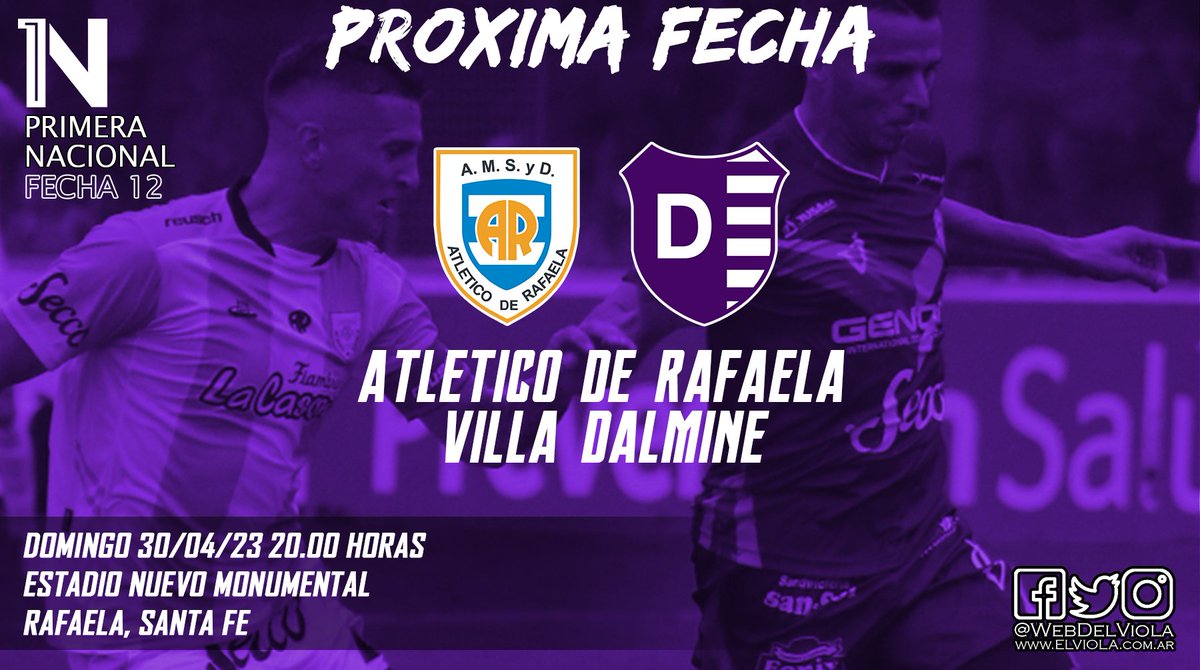 webdelviola's tweet photo. Lo que viene
12ª Fecha Primera Nacional 2023
Atlético de Rafaela - Villa Dálmine
Domingo 30/04/23 20.00 Horas
Estadio Nuevo Monumental (Rafaela) https://t.co/DaB4ZQXQvB