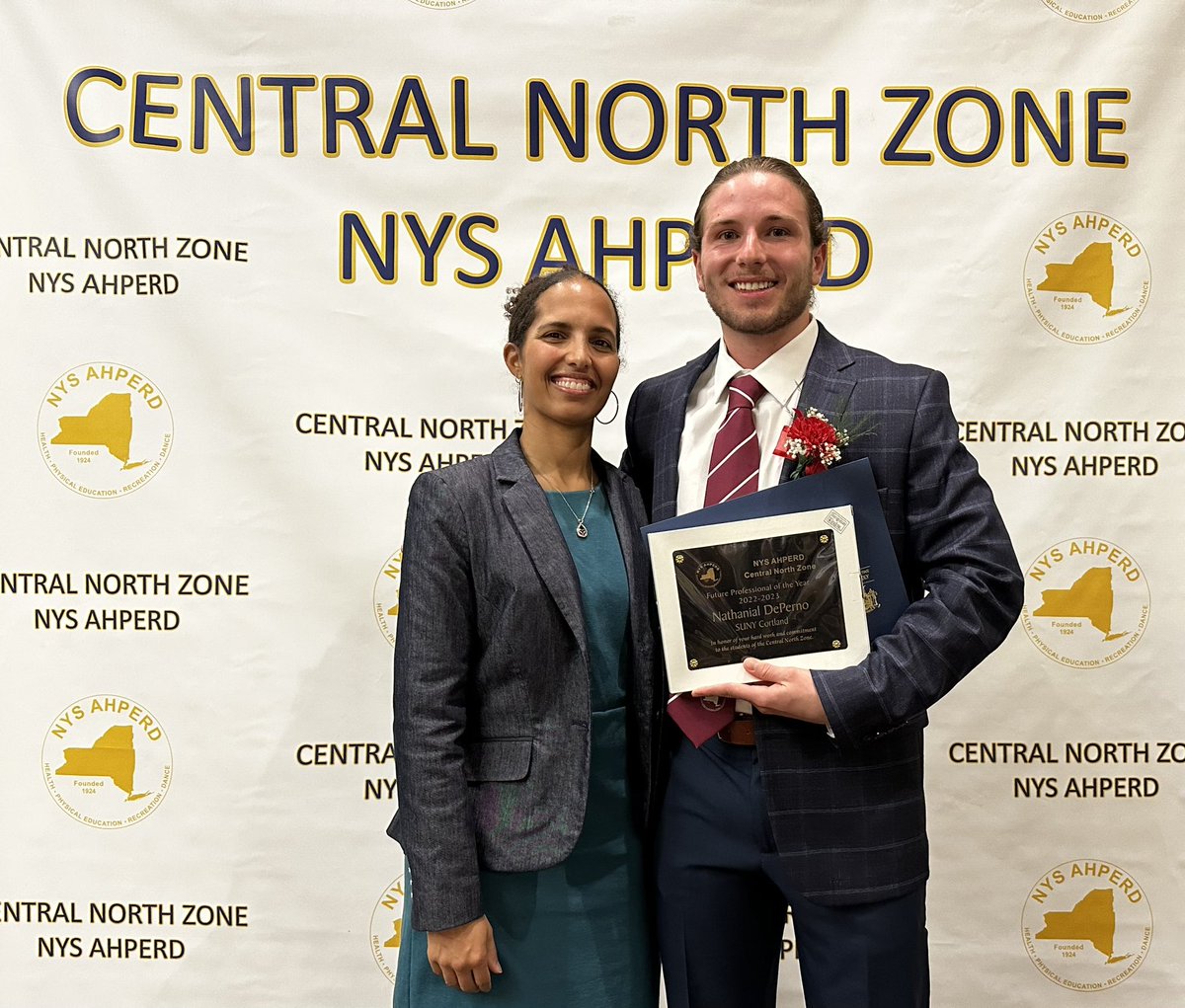 cnznysahperd's tweet photo. Congratulations Nathaniel DePerno, SUNY Cortland, for receiving the 2022-2023 NYS AHPERD Central North Zone Future Professional of the Year! https://t.co/A6PJY2CrYo