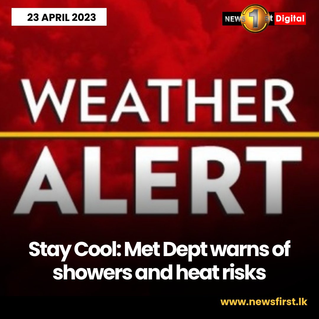 Stay Cool: Met Dept warns of showers and heat risks

Details: news1st.lk/3osO2no

#SriLankaWeather #WeatherWarning #HeatIndex #Thundershowers #WeatherPrecautions #MetDepartment #WeatherSafetyTips #HeatExhaustion #WeatherUpdates #Weather1st #StaySafeAndCool #News1st #BREAKING
