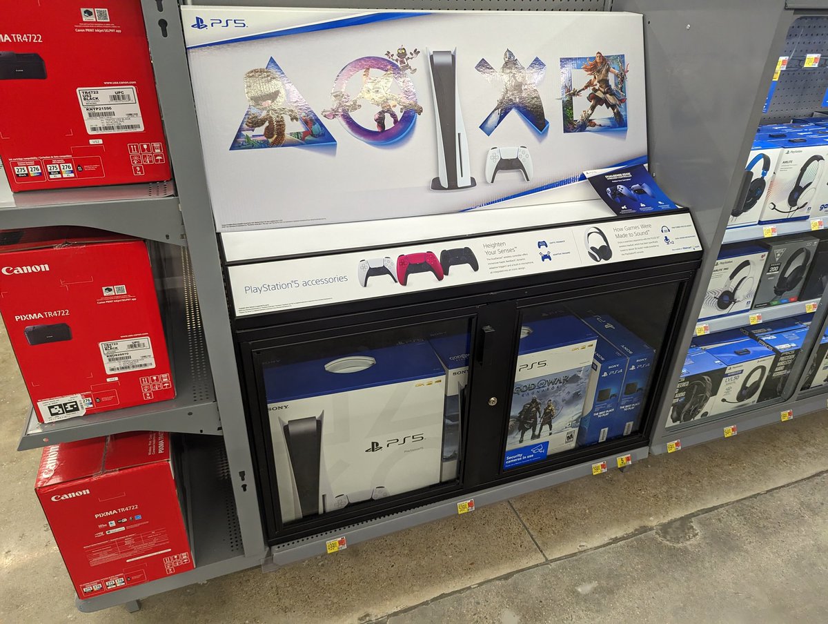 YugimanT's tweet photo. Never thought Id see the day.

#Playstation5 consoles on the shelf https://t.co/cZMyL9MuFL