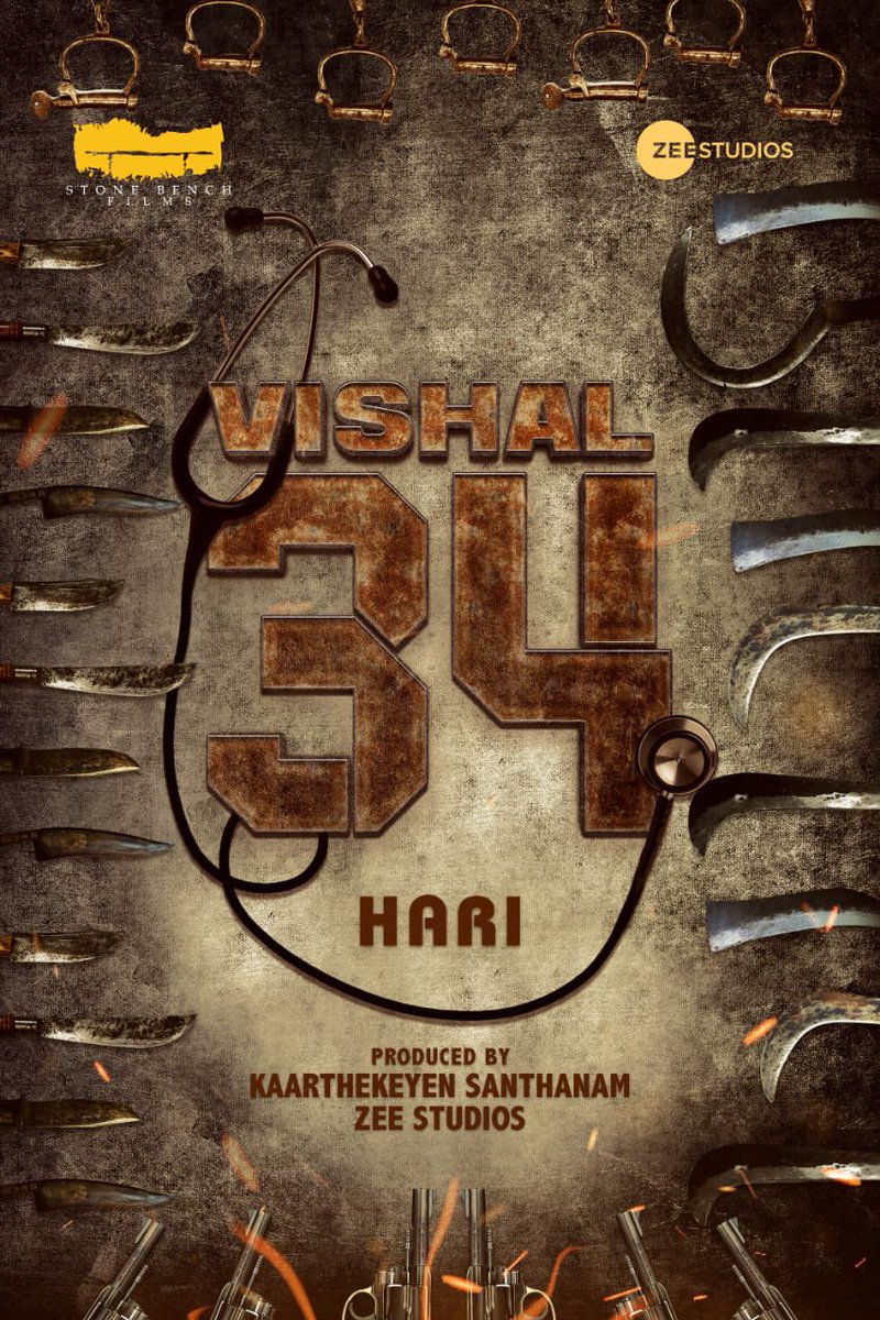 #VISHAL34
@DirectorHari_  mams is back💥...
🩺-🔪 looks interesting....
Expecting a racy movie💯🔥
